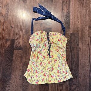 Tommy Hilfiger Floral Yellow Halter Swim Tankini Top